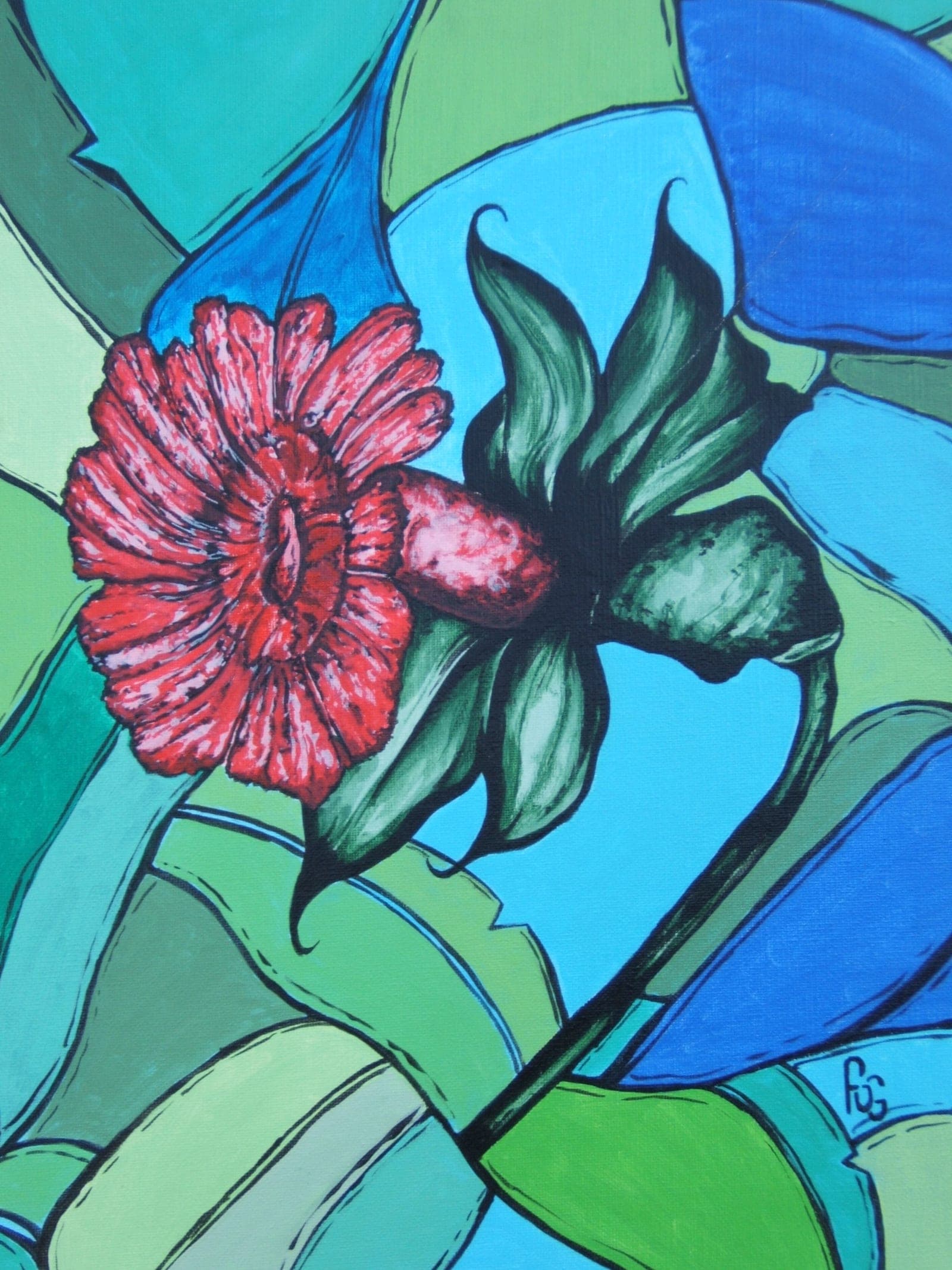 Fleur exotique, Huile sur toile