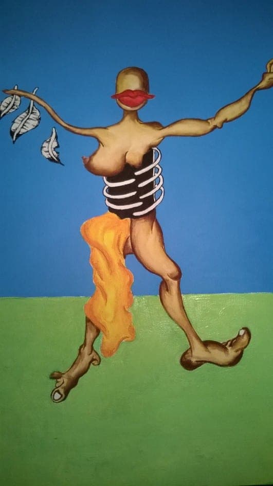 La Danseuse aux Feuilles, Technique mixte sur toile