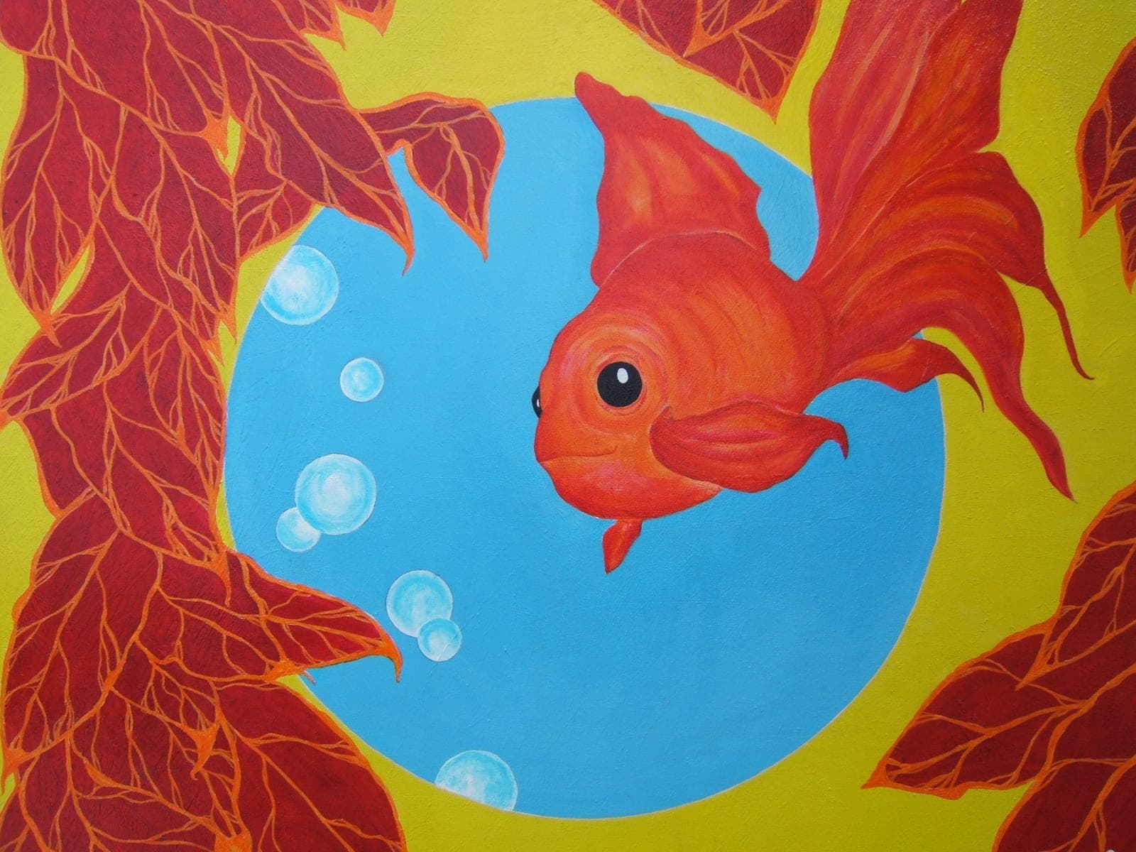 Poisson Rouge, Huile sur toile