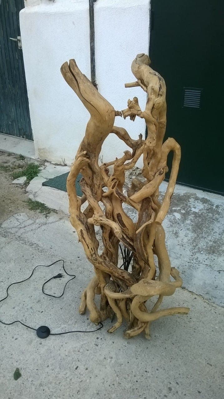 Lampe Bois Mêlés, Détournement, technique mixte