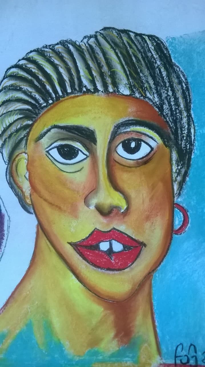 Tête jaune, Pastel gras sur papier