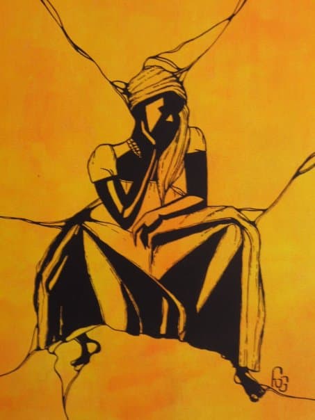 Touareg assis, Encre & acrylique sur toile, 2016