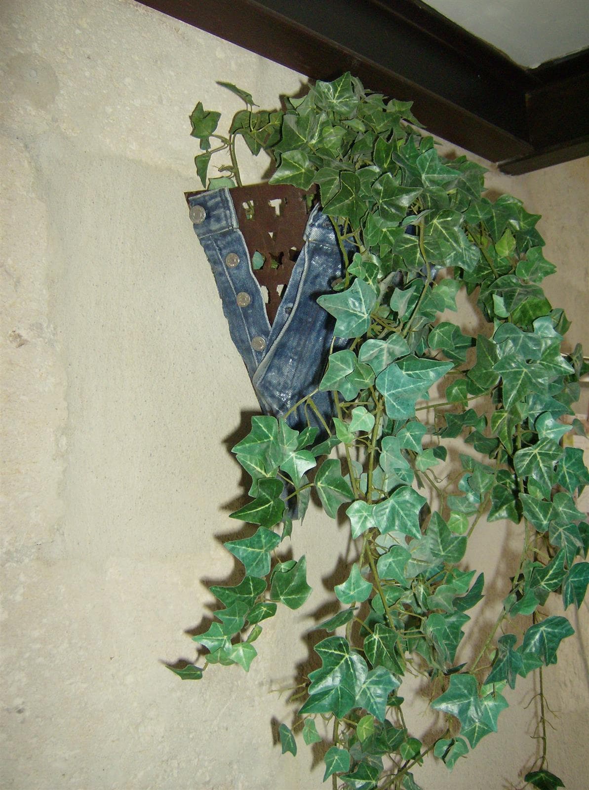 Applique murale stratifiée, Denim stratifié + lierre