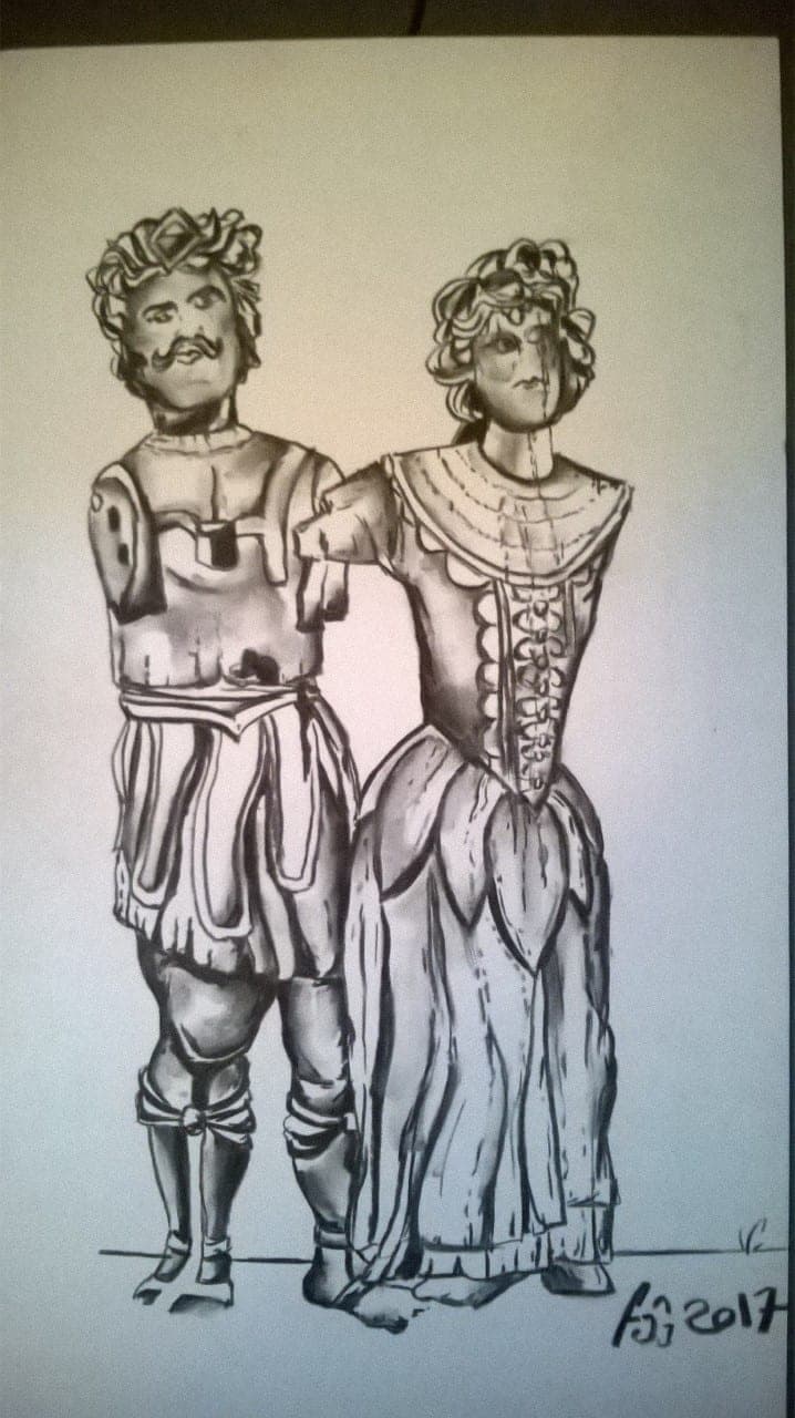 Couple, Fusain sur papier